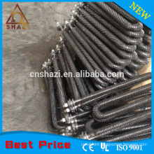 Finned tubular heating elements for forced air heating